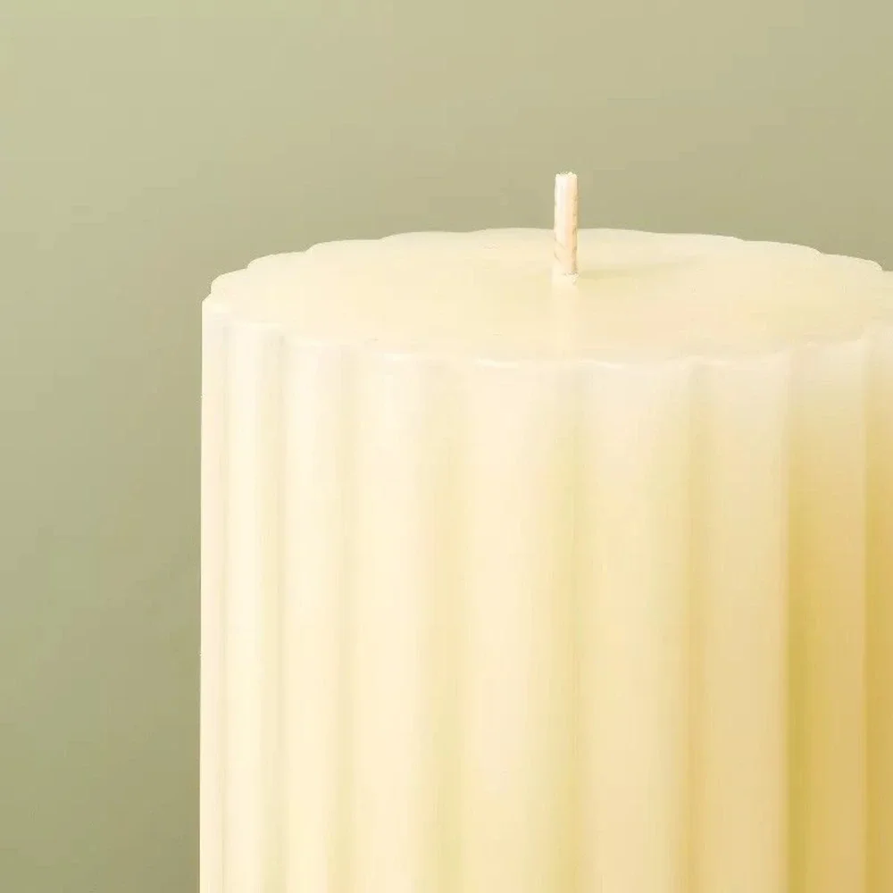 2ct Vertical Ribbed Pillar Candles Ivory - Hearth &‎ Hand Magnolia Target